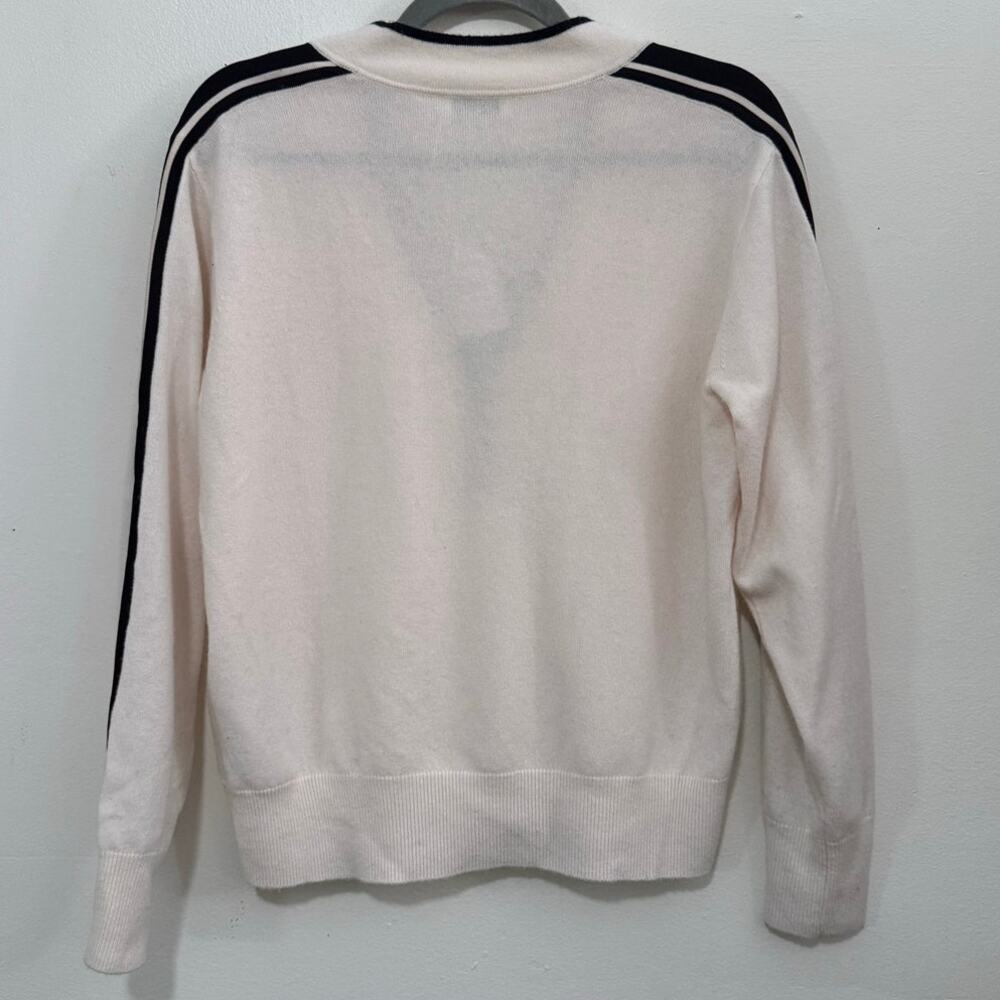 Sandro Sully ecru wool cashmere V‑neck sweater black stripes size 1 (small) - Picture 9 of 13